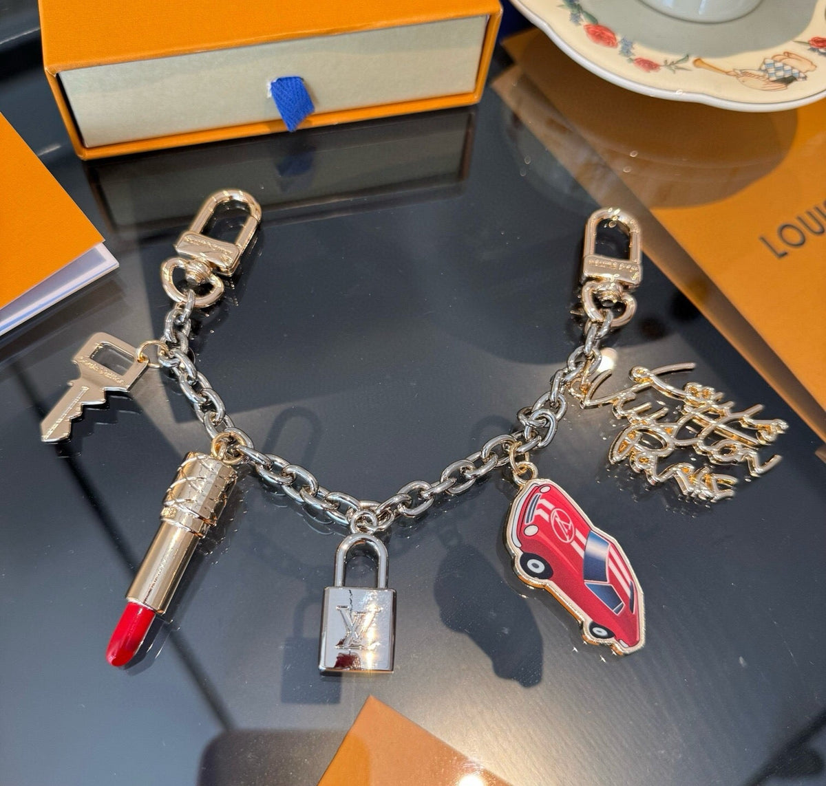 LOUIS VUITTON Logo Bag Charm Keychain
