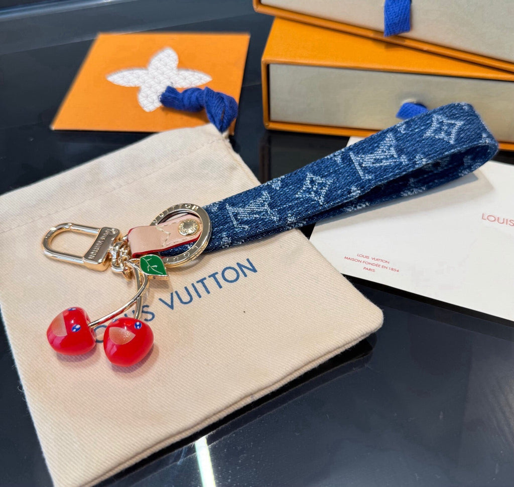LOUIS VUITTON Canvas Denim Bag Charm Keychain