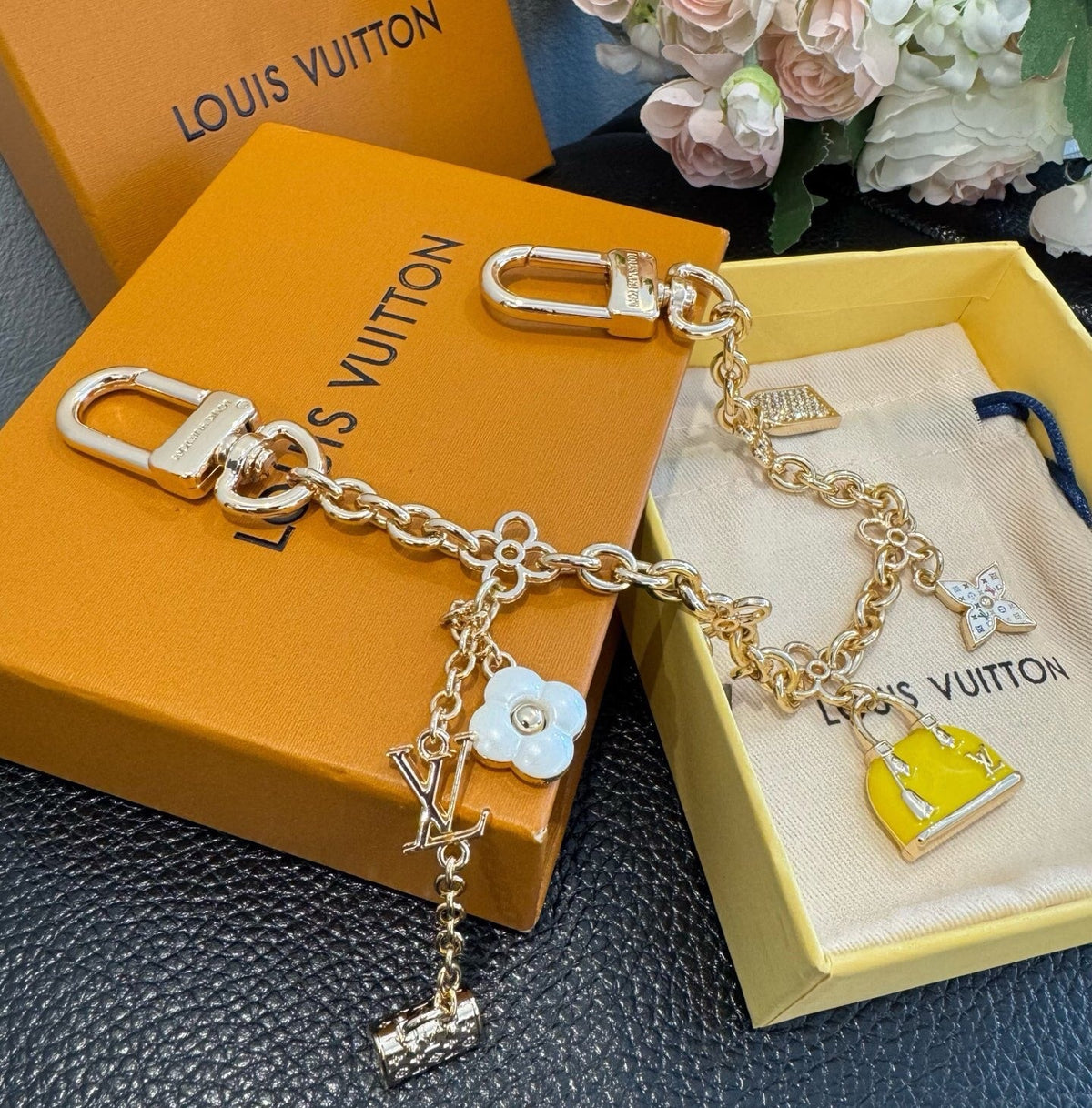 LOUIS VUITTON Metal Bag Charm Keychain