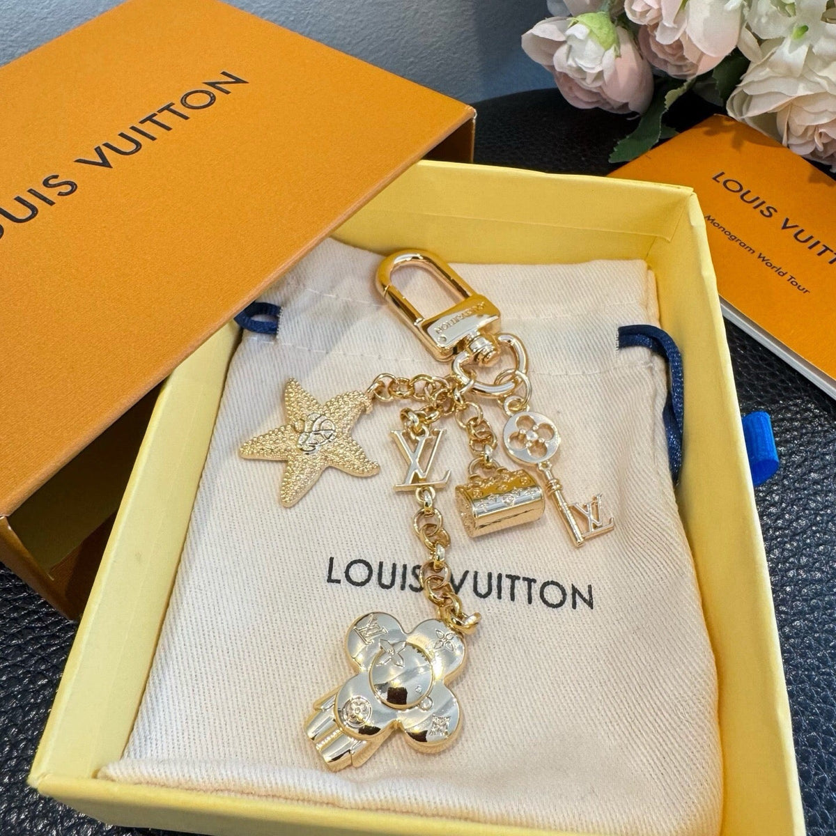 LOUIS VUITTON Canvas Logo Bag Charm Keychain