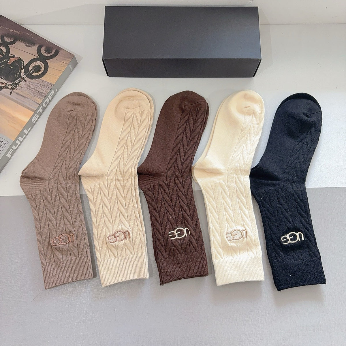 SOLEMN Cashmere Blend Knee-High Socks – 5-Pair Set #001