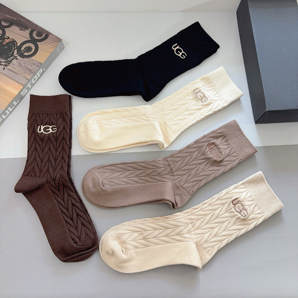 SOLEMN Cashmere Blend Knee-High Socks – 5-Pair Set #001