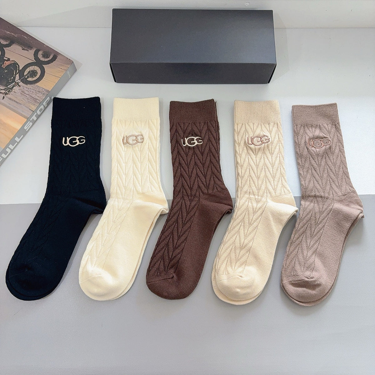 SOLEMN Cashmere Blend Knee-High Socks – 5-Pair Set #001