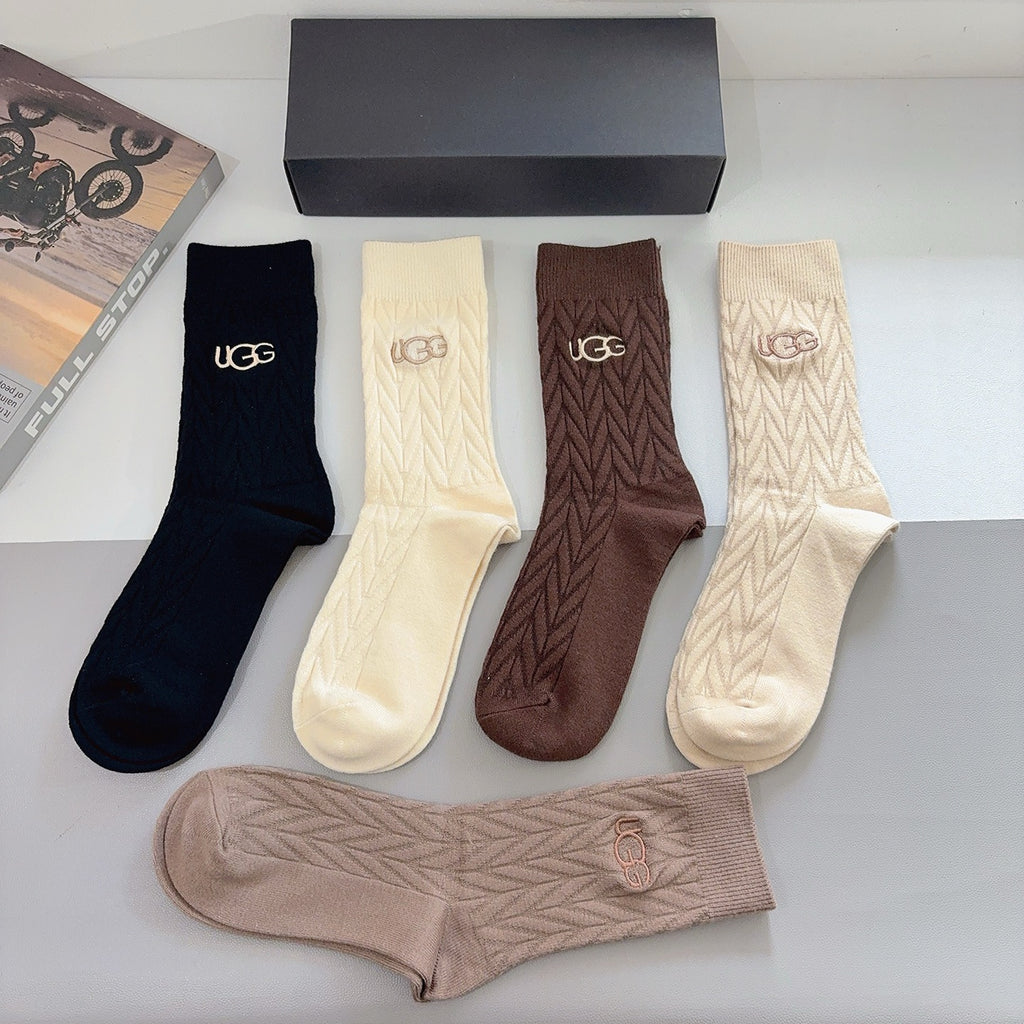 SOLEMN Cashmere Blend Knee-High Socks – 5-Pair Set #001