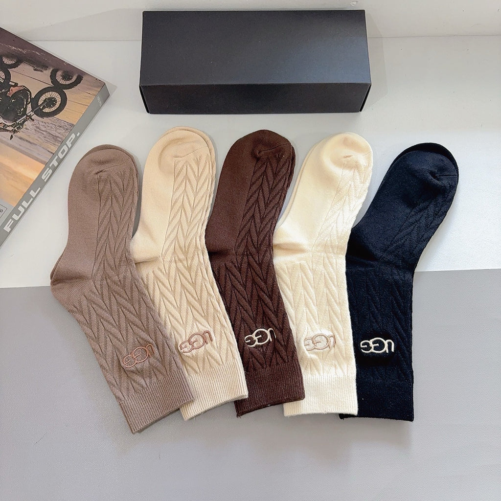 SOLEMN Cashmere Blend Knee-High Socks – 5-Pair Set #001