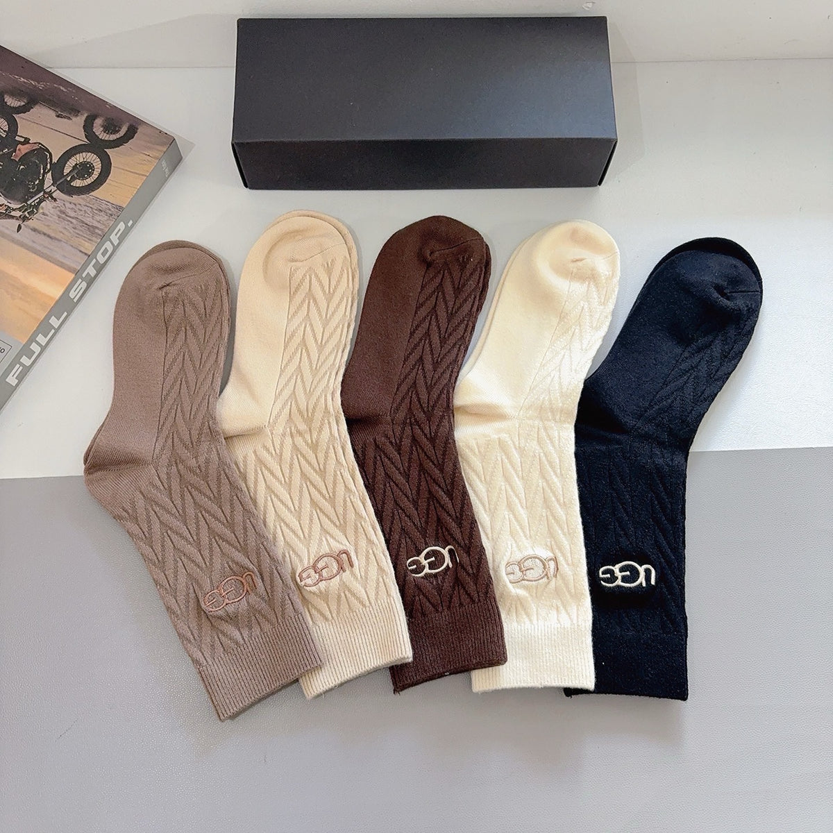 SOLEMN Cashmere Blend Knee-High Socks – 5-Pair Set #001