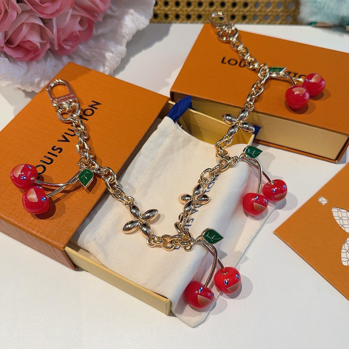 LOUIS VUITTON Logo Bag Charm Keychain