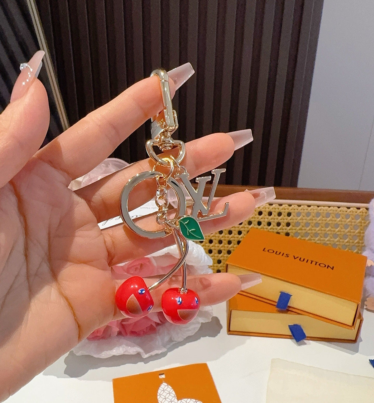 LOUIS VUITTON Metal Logo Bag Charm Keychain