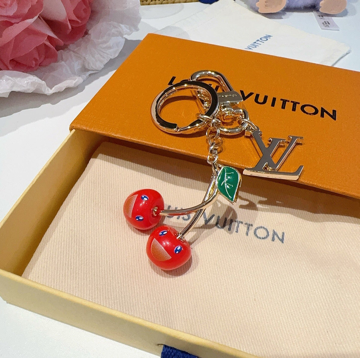 LOUIS VUITTON Metal Logo Bag Charm Keychain