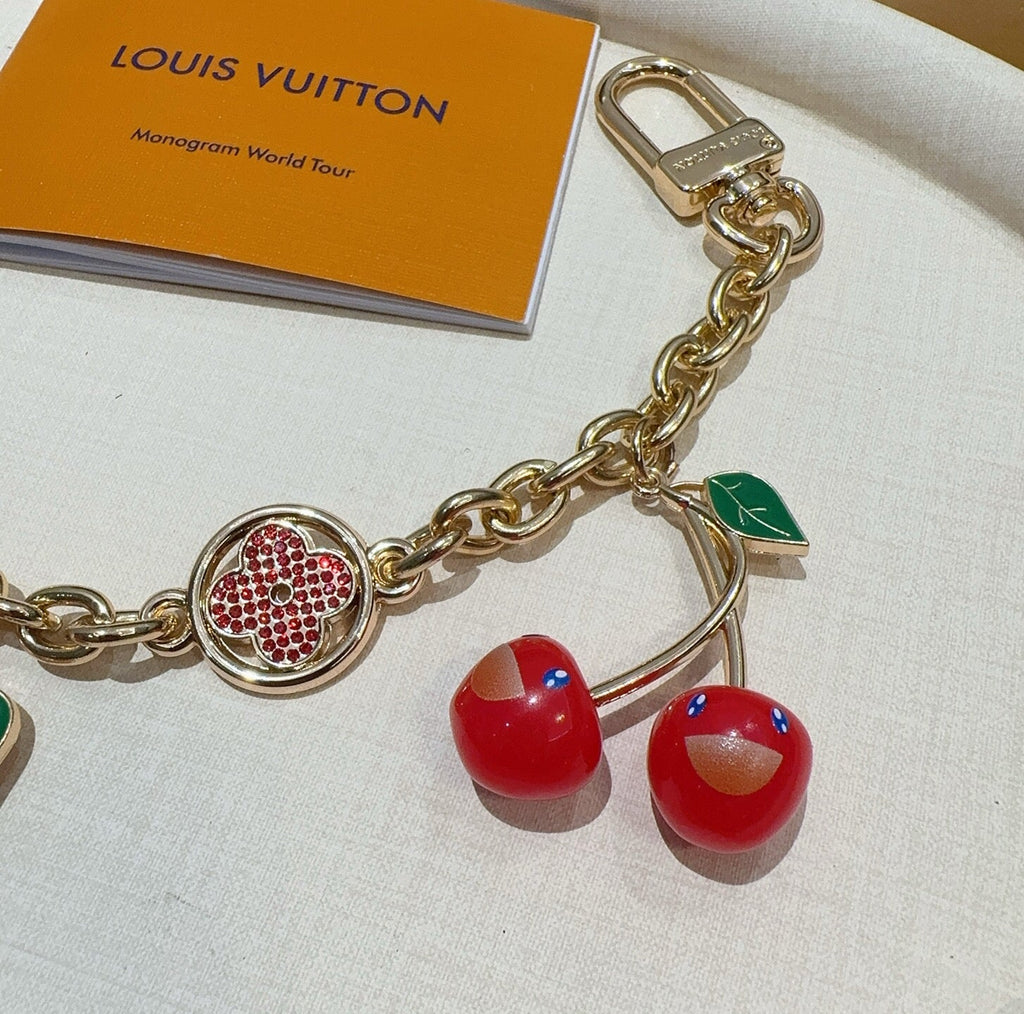 LOUIS VUITTON Canvas Cherry Blossom Bag Charm Keychain