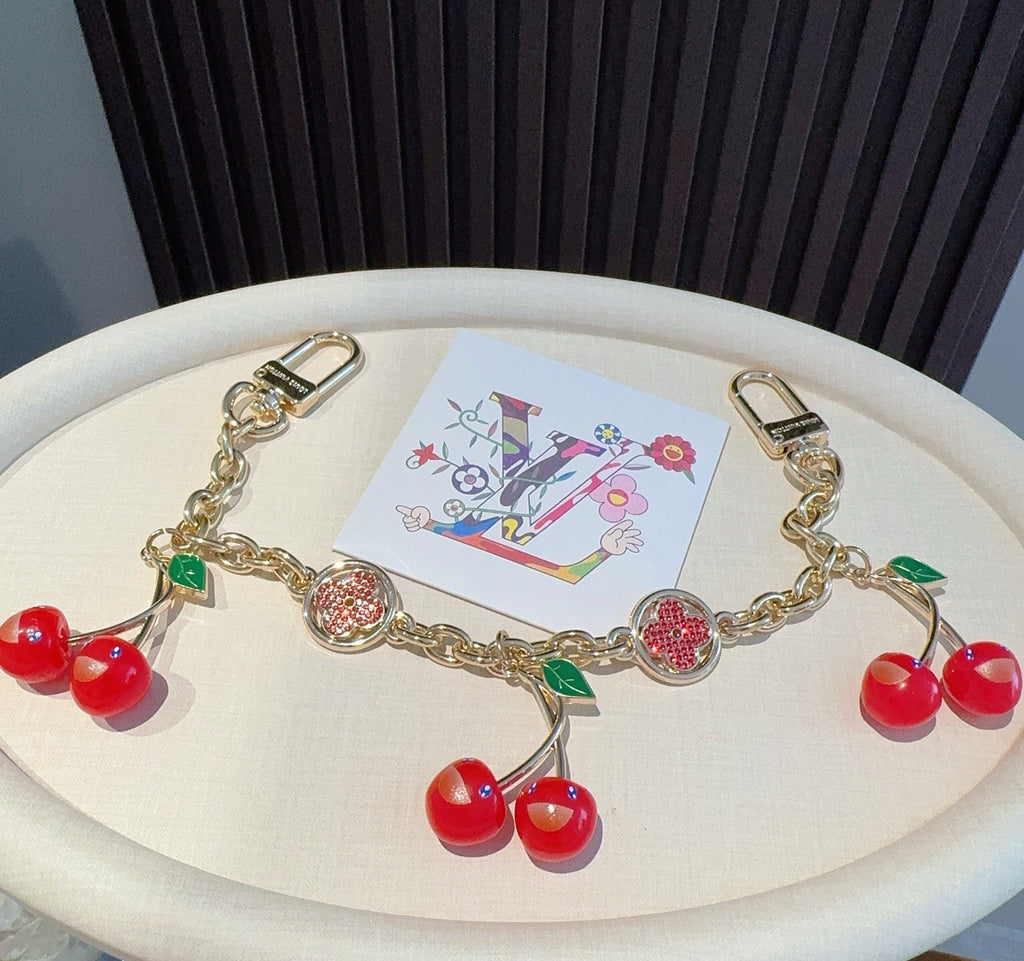 LOUIS VUITTON Canvas Cherry Blossom Bag Charm Keychain