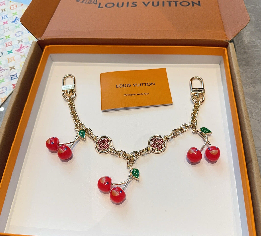 LOUIS VUITTON Canvas Cherry Blossom Bag Charm Keychain