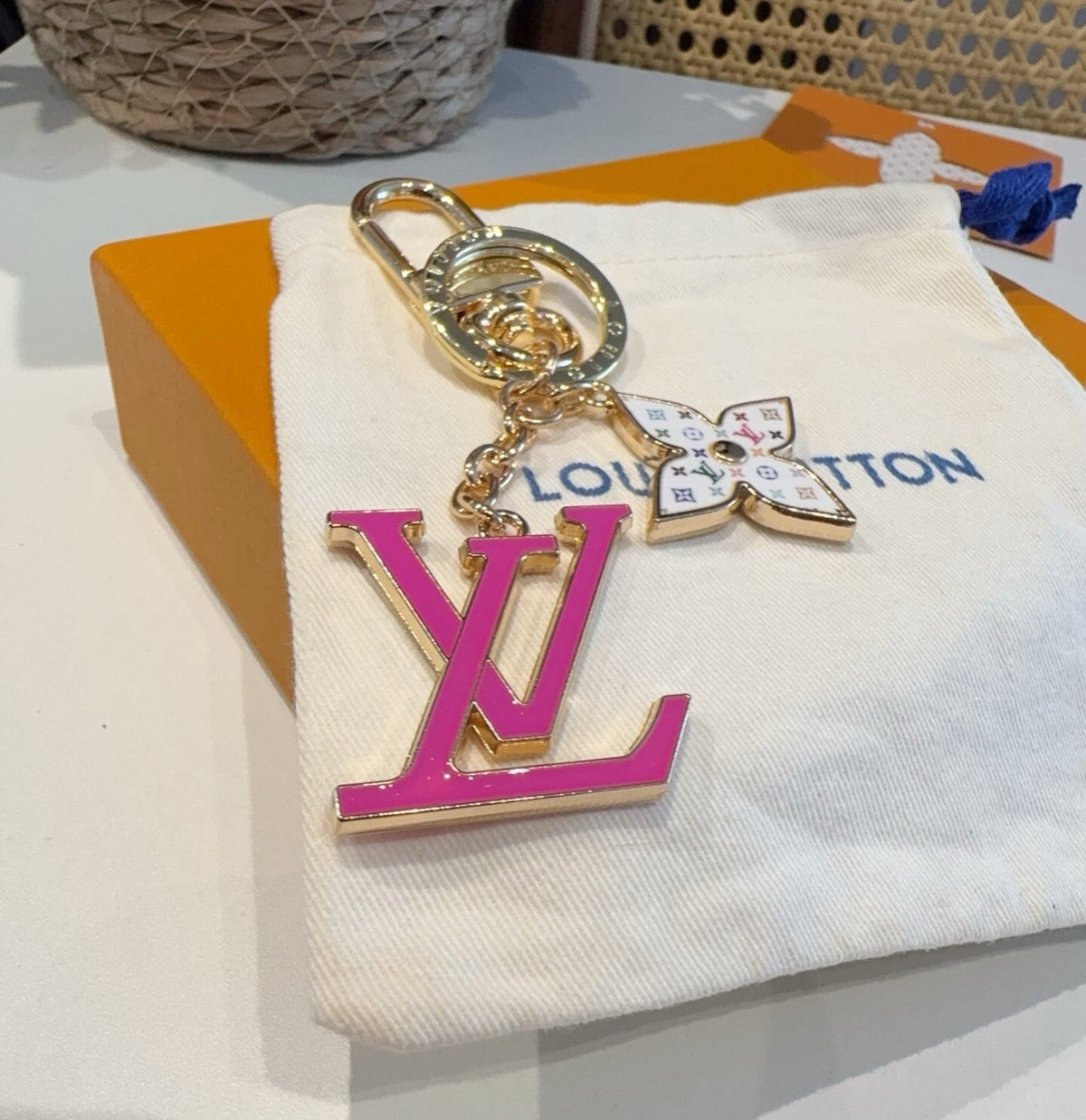 LOUIS VUITTON Canvas Metal Bag Charm Keychain