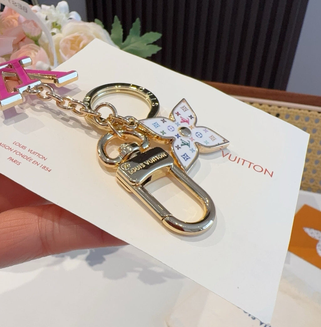 LOUIS VUITTON Canvas Metal Bag Charm Keychain