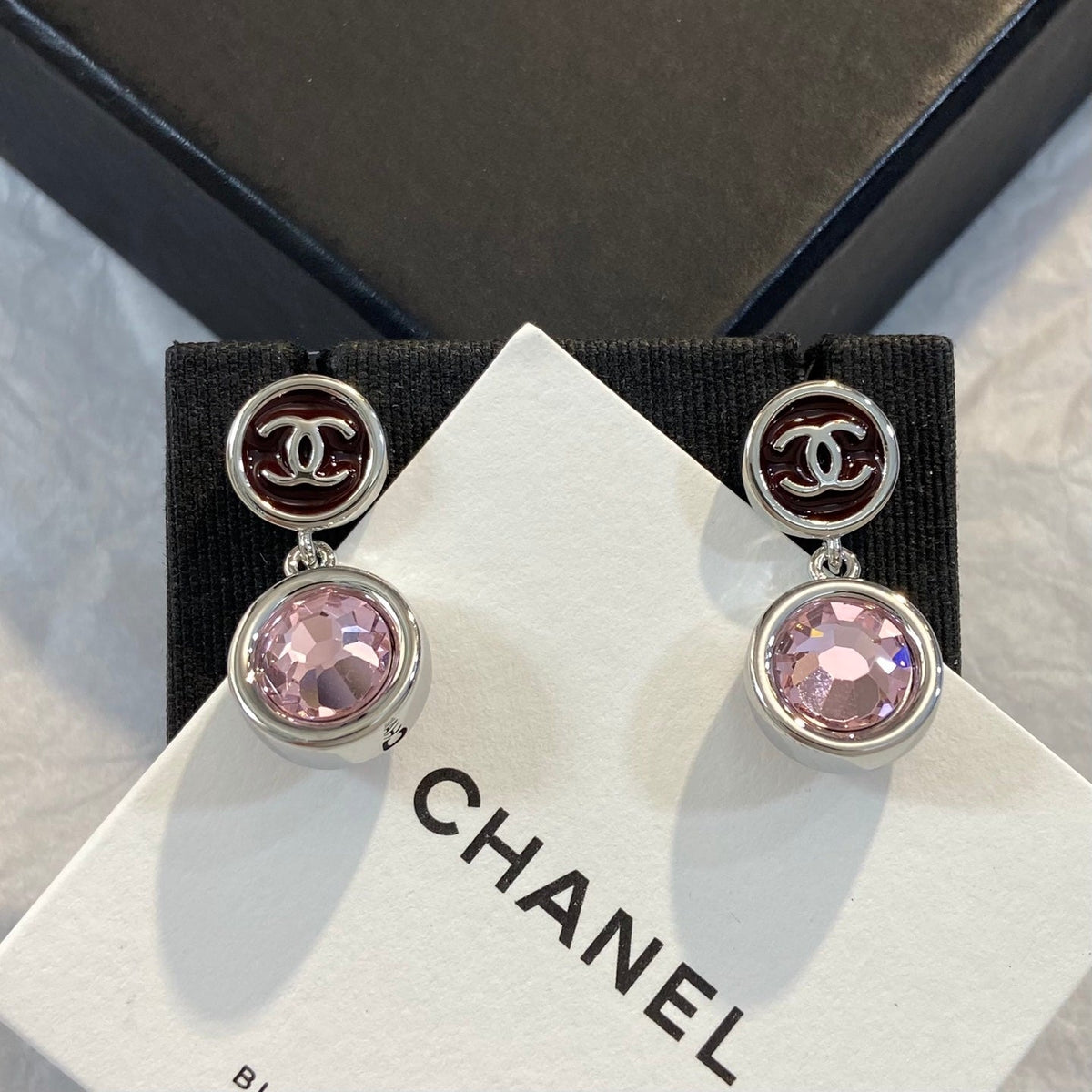 CHANEL Crystal Enamel Earrings