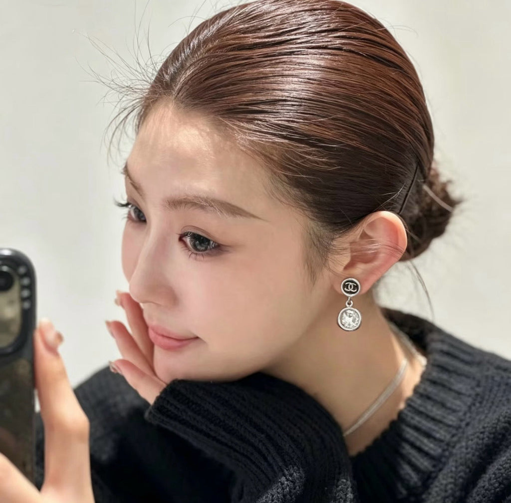 CHANEL Crystal Enamel Earrings