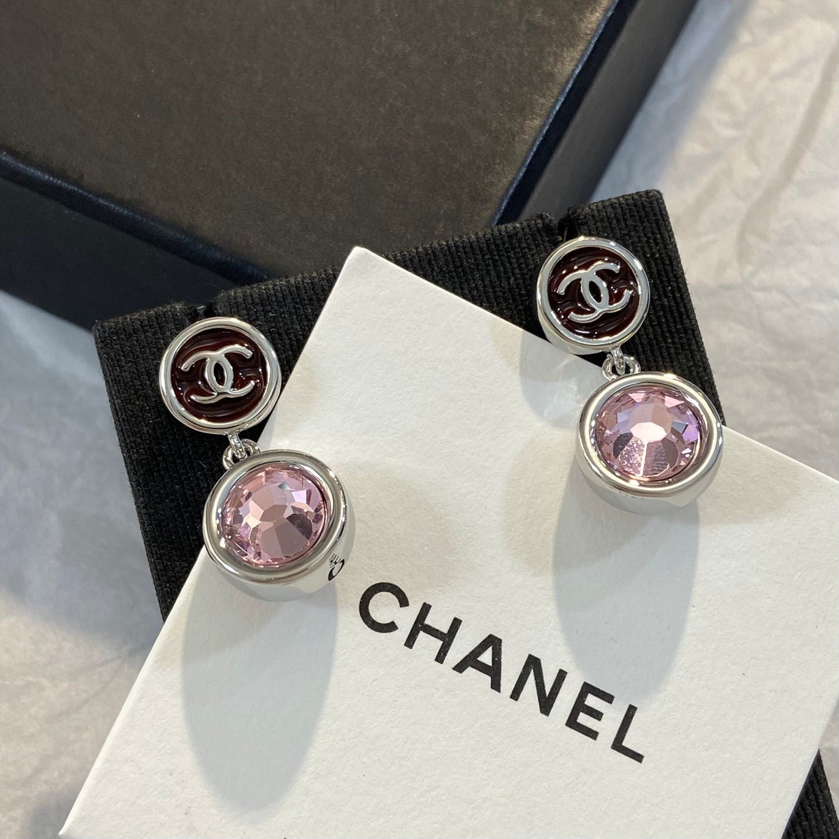 CHANEL Crystal Enamel Earrings