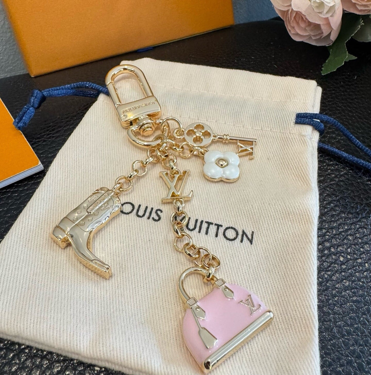 LOUIS VUITTON Metal Bag Charm Keychain