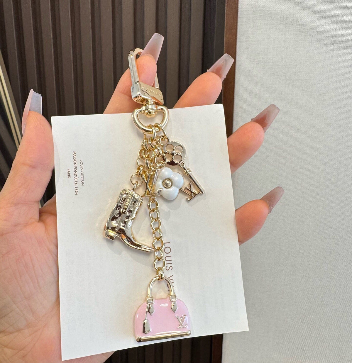 LOUIS VUITTON Metal Bag Charm Keychain