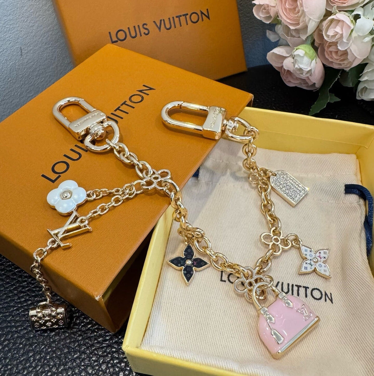 LOUIS VUITTON Metal Bag Charm Keychain