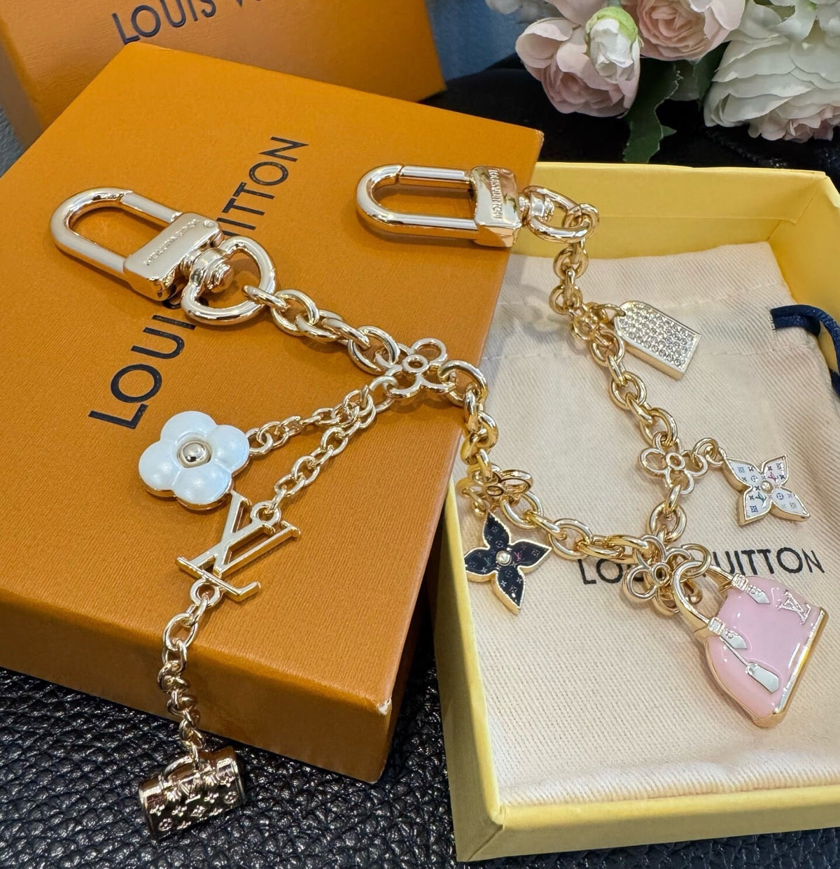 LOUIS VUITTON Metal Bag Charm Keychain
