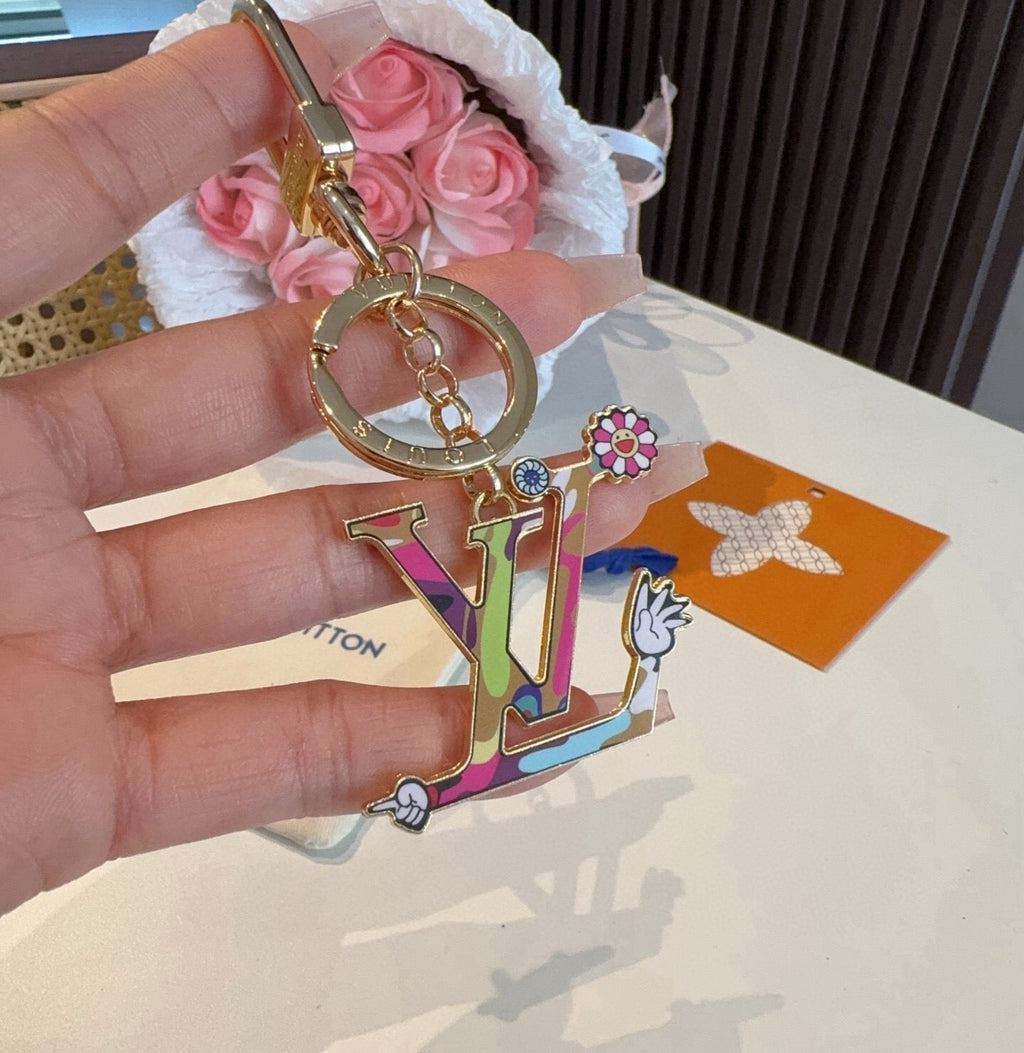 LOUIS VUITTON M02468 Brass Flower Bag Charm Keychain