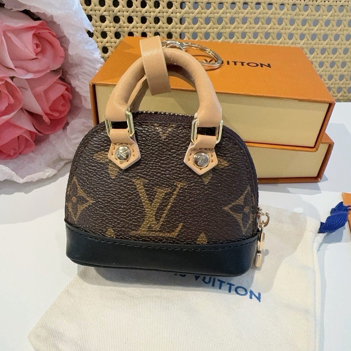 LOUIS VUITTON Canvas Metal Mini Bag Bag Charm