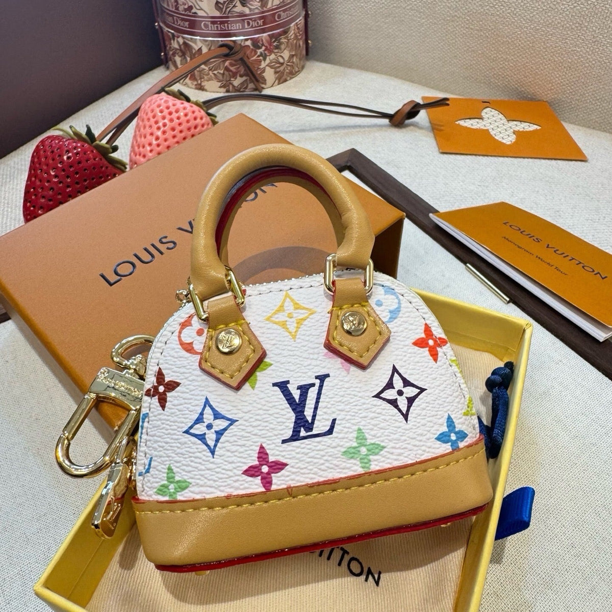 LOUIS VUITTON Canvas Metal Mini Bag Bag Charm