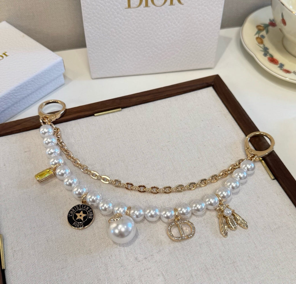 DIOR Pearl Bag Charm Keychain