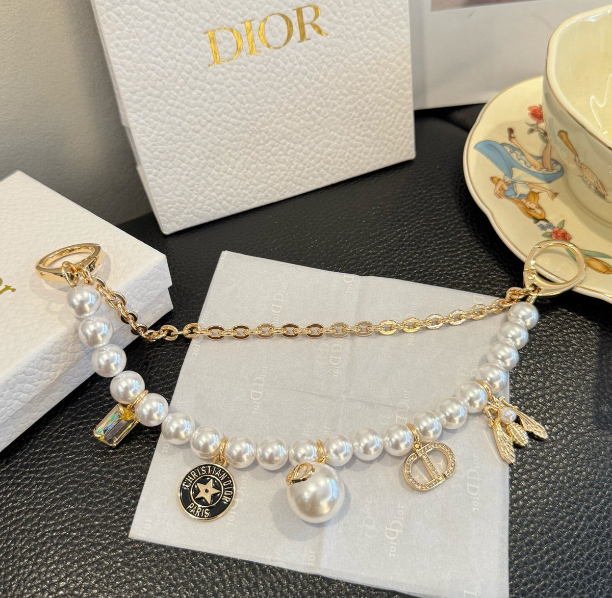DIOR Pearl Bag Charm Keychain
