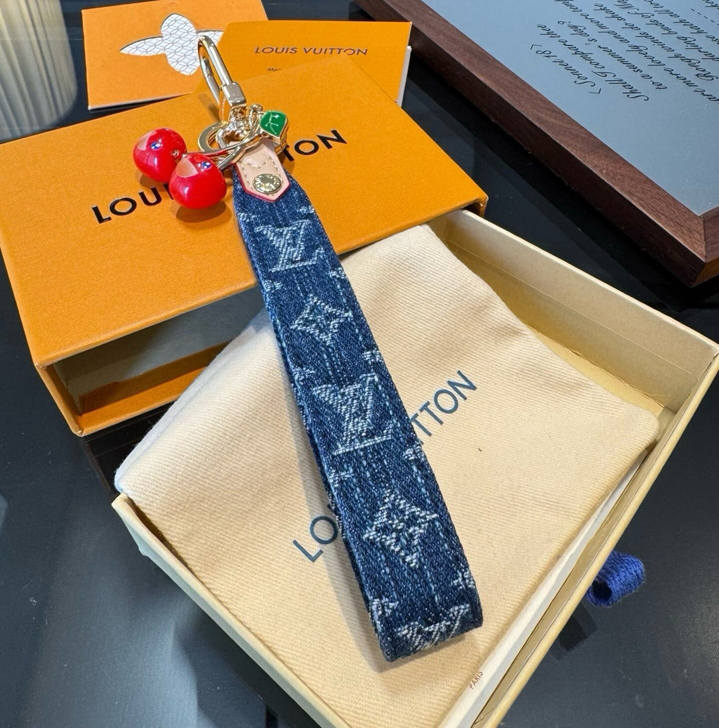 LOUIS VUITTON Canvas Denim Bag Charm Keychain