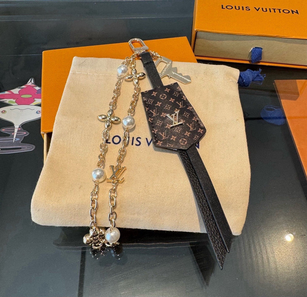 LOUIS VUITTON Logo Bag Charm Keychain