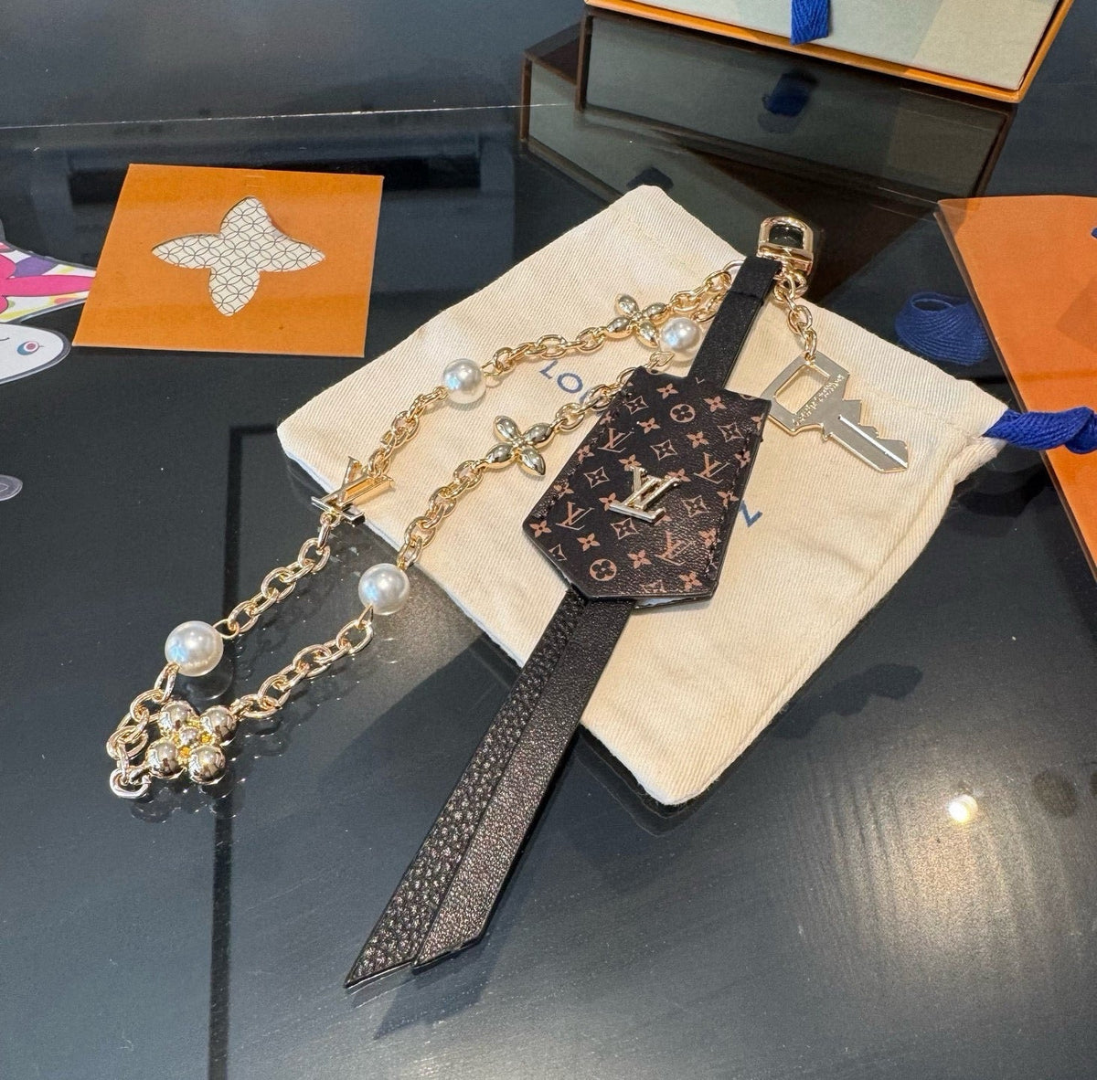 LOUIS VUITTON Logo Bag Charm Keychain