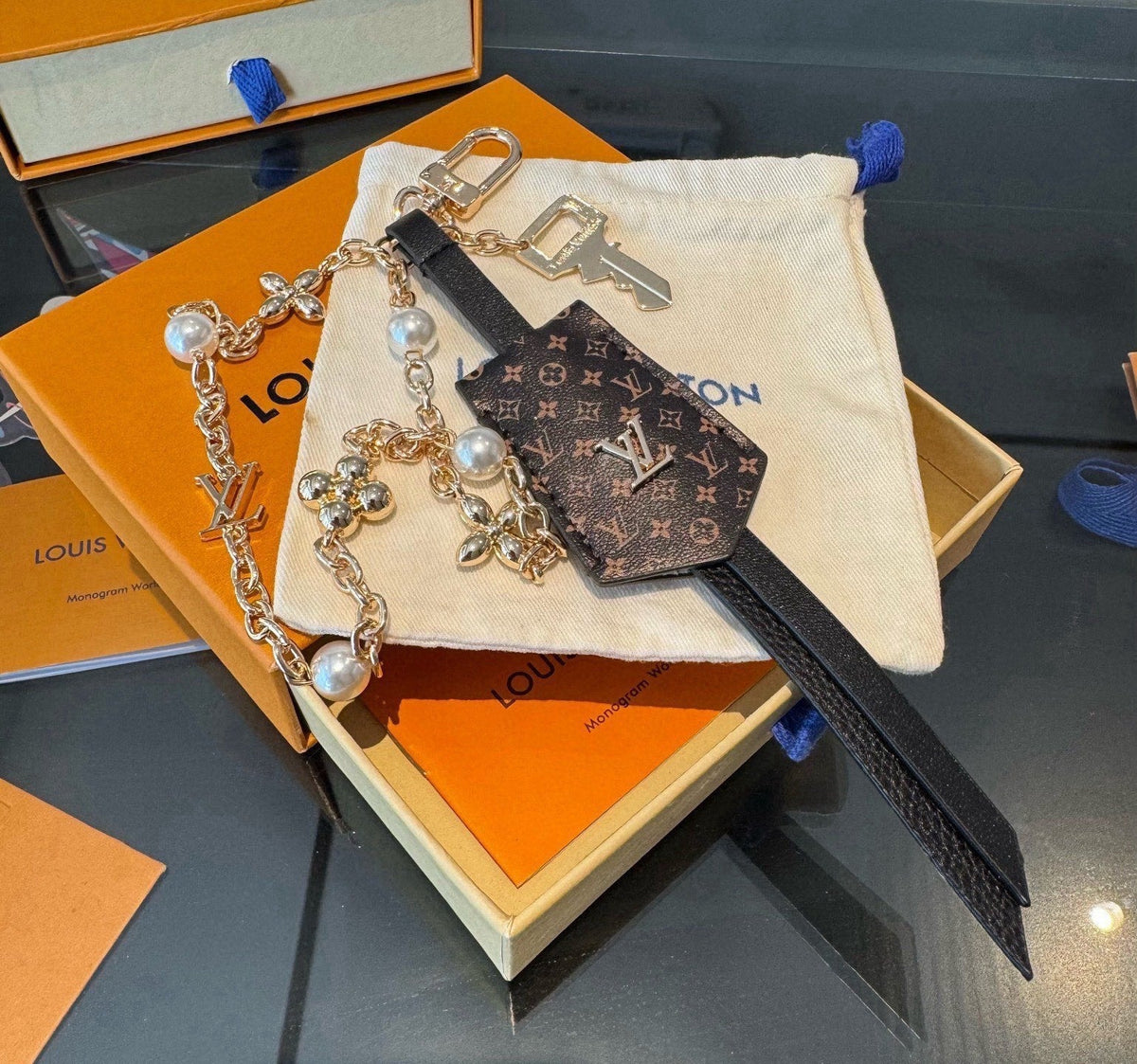LOUIS VUITTON Logo Bag Charm Keychain