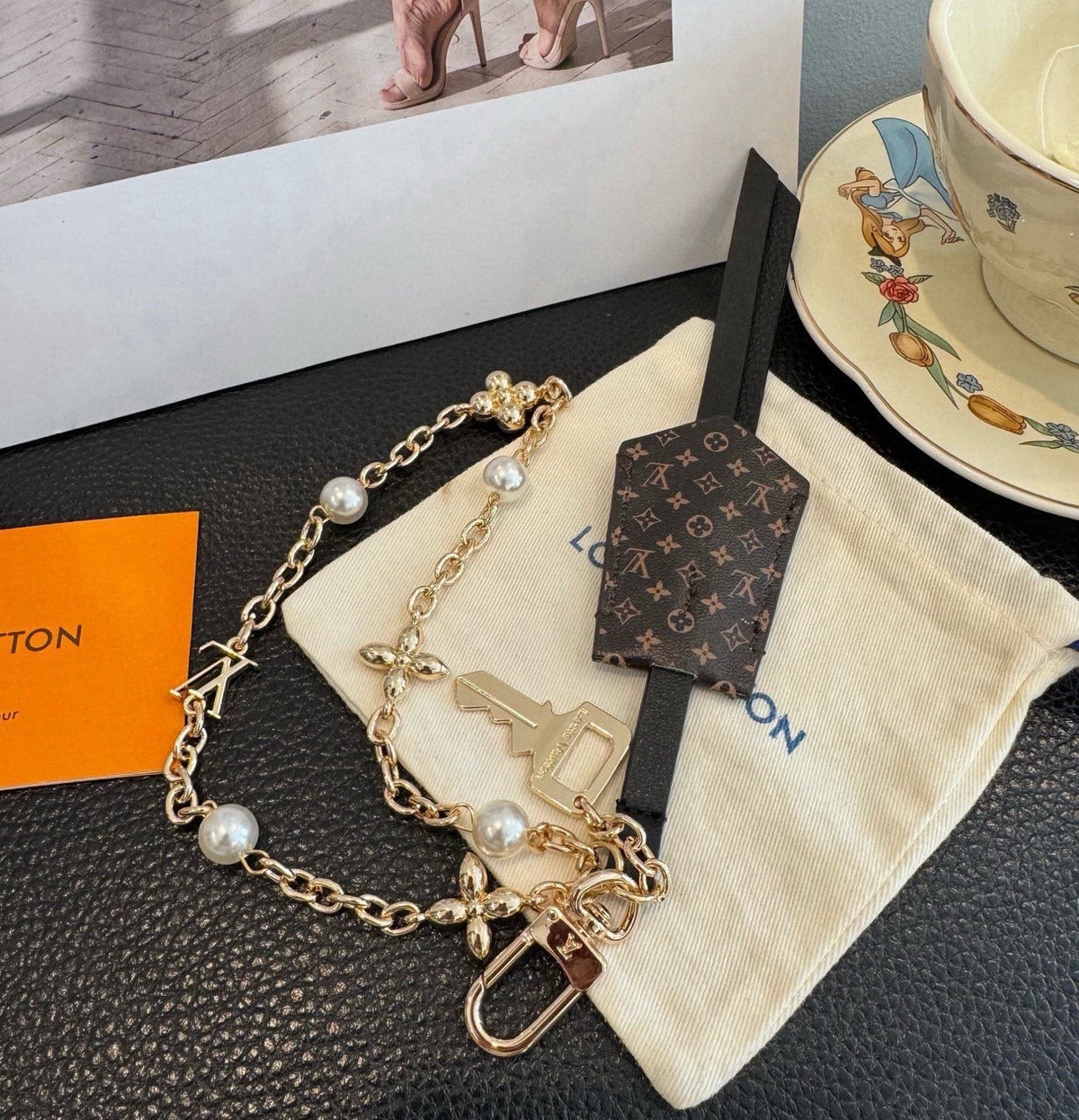 LOUIS VUITTON Logo Bag Charm Keychain