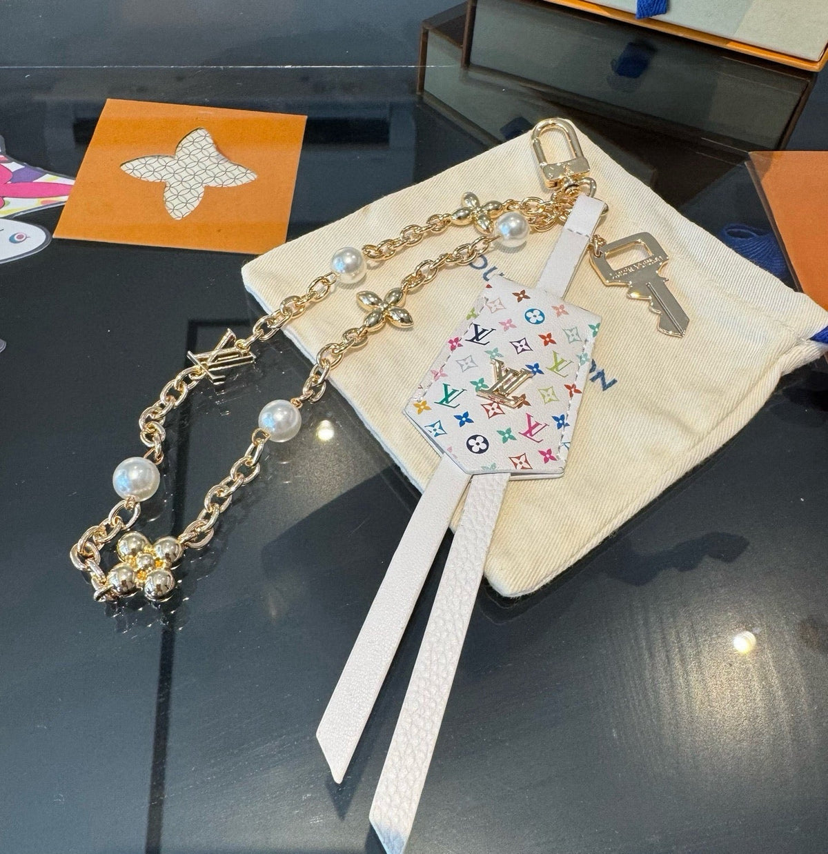 LOUIS VUITTON Logo Bag Charm Keychain