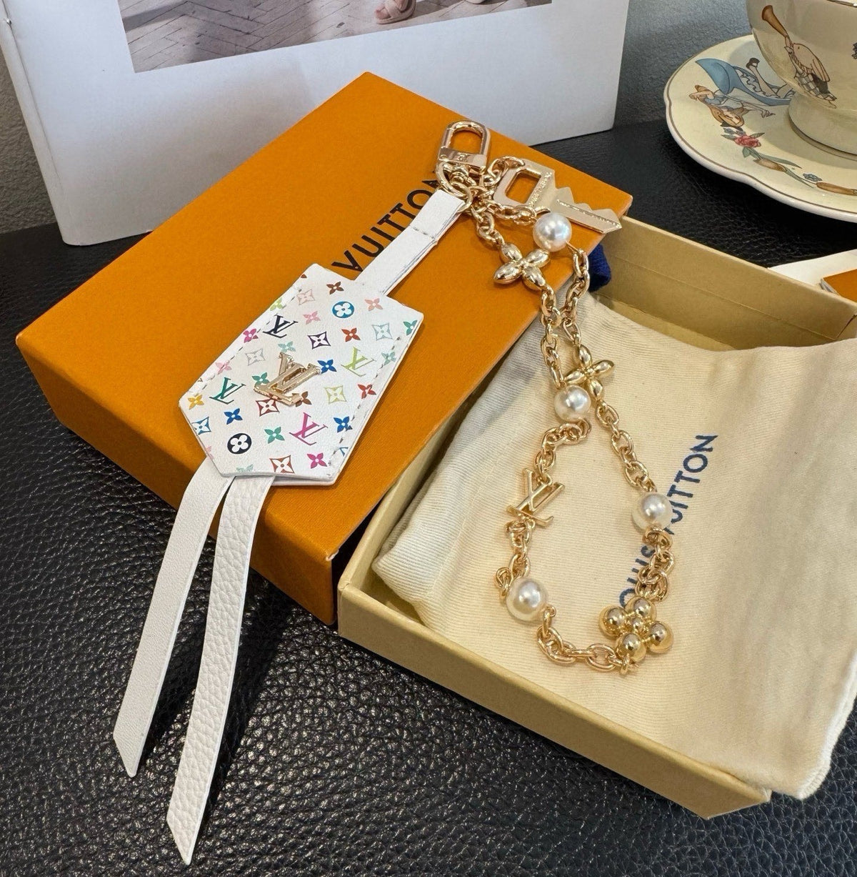 LOUIS VUITTON Logo Bag Charm Keychain
