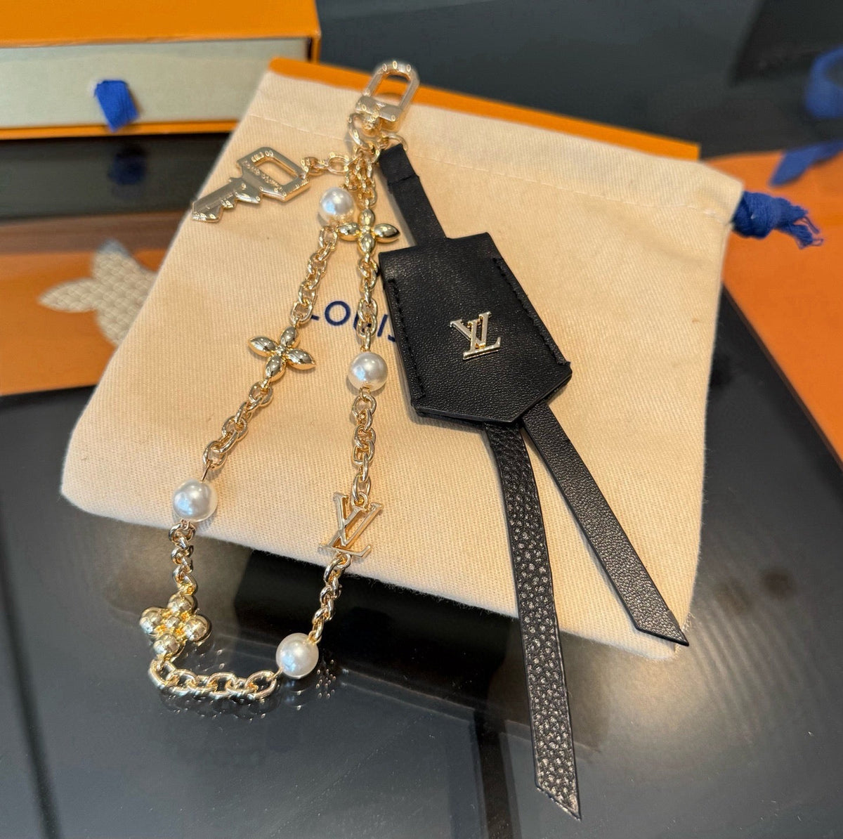 LOUIS VUITTON Logo Bag Charm Keychain