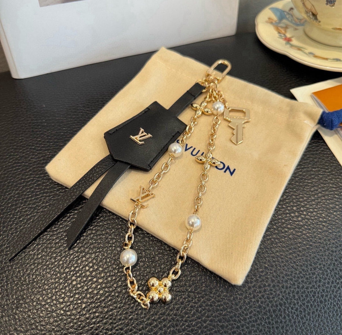 LOUIS VUITTON Logo Bag Charm Keychain