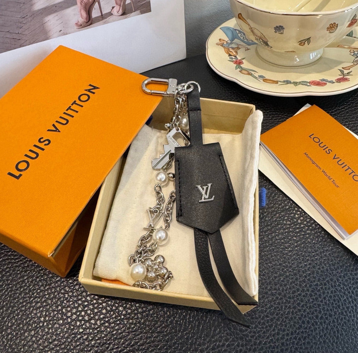 LOUIS VUITTON Logo Bag Charm Keychain