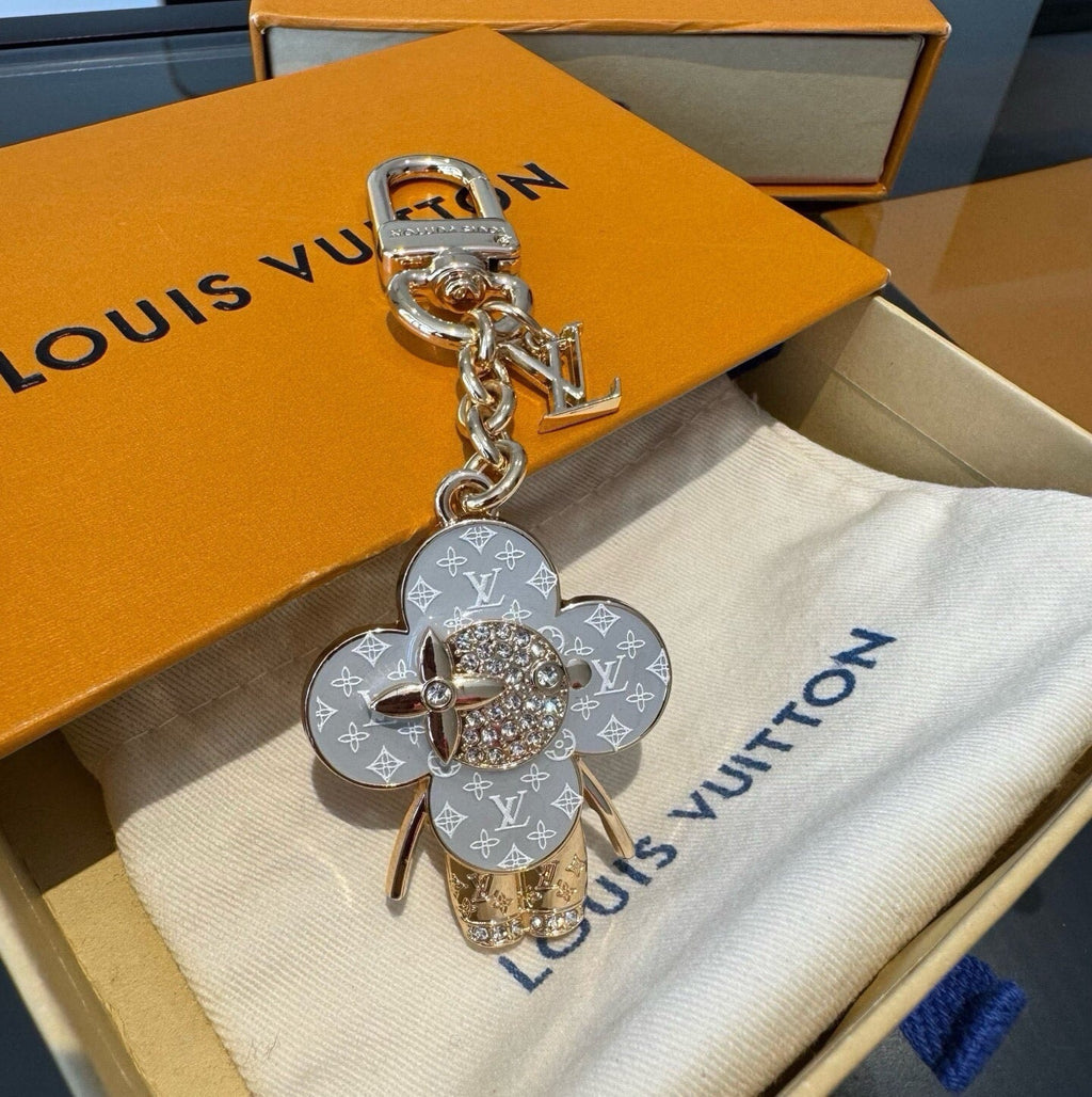 LOUIS VUITTON Canvas Flower Bag Charm Keychain