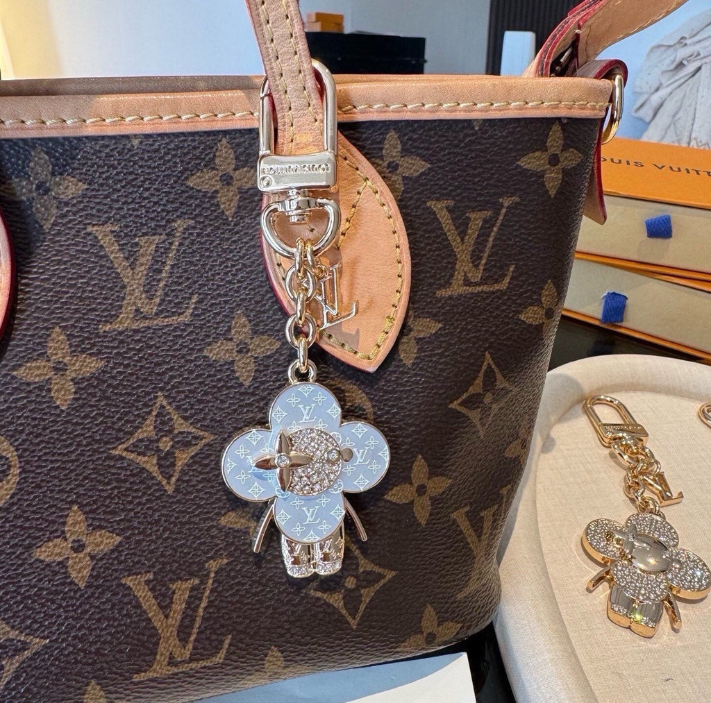 LOUIS VUITTON Canvas Flower Bag Charm Keychain