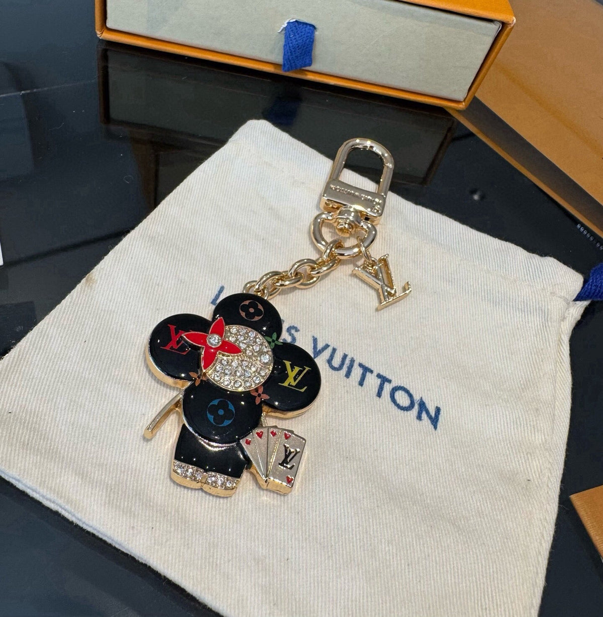 LOUIS VUITTON Canvas Flower Bag Charm Keychain