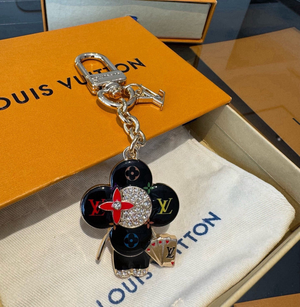 LOUIS VUITTON Canvas Flower Bag Charm Keychain