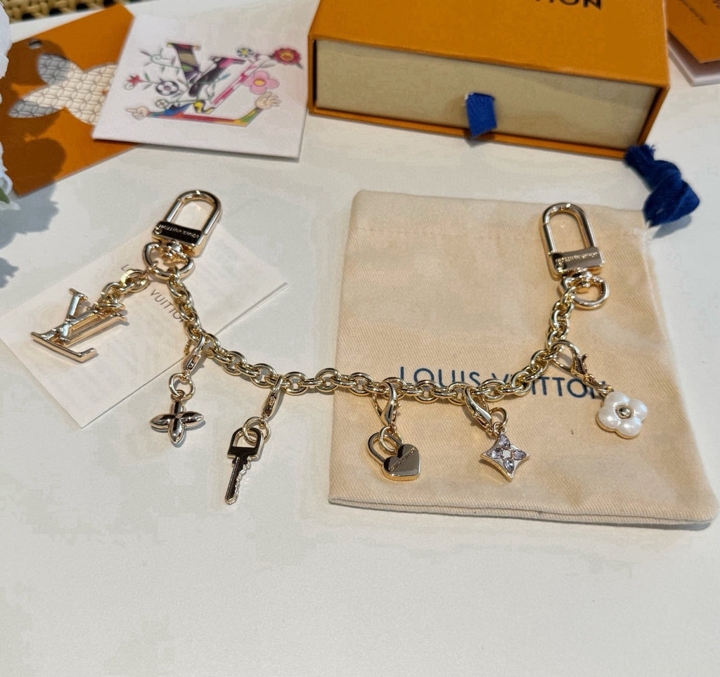 LOUIS VUITTON Canvas Cherry Blossom Bag Charm Keychain