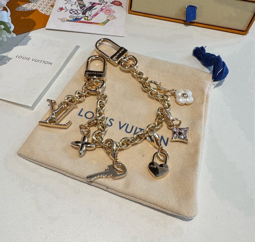 LOUIS VUITTON Canvas Cherry Blossom Bag Charm Keychain