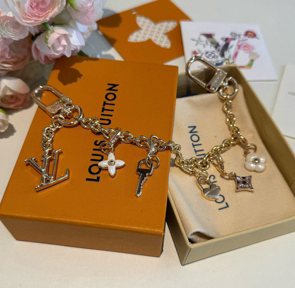 LOUIS VUITTON Canvas Cherry Blossom Bag Charm Keychain