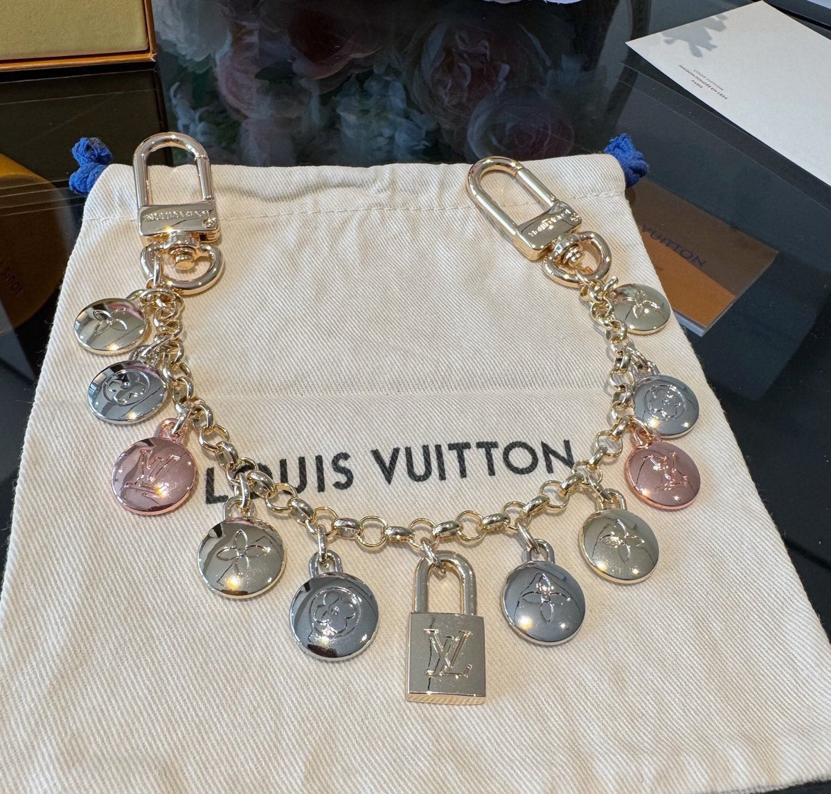 LOUIS VUITTON Metal Bag Charm Keychain