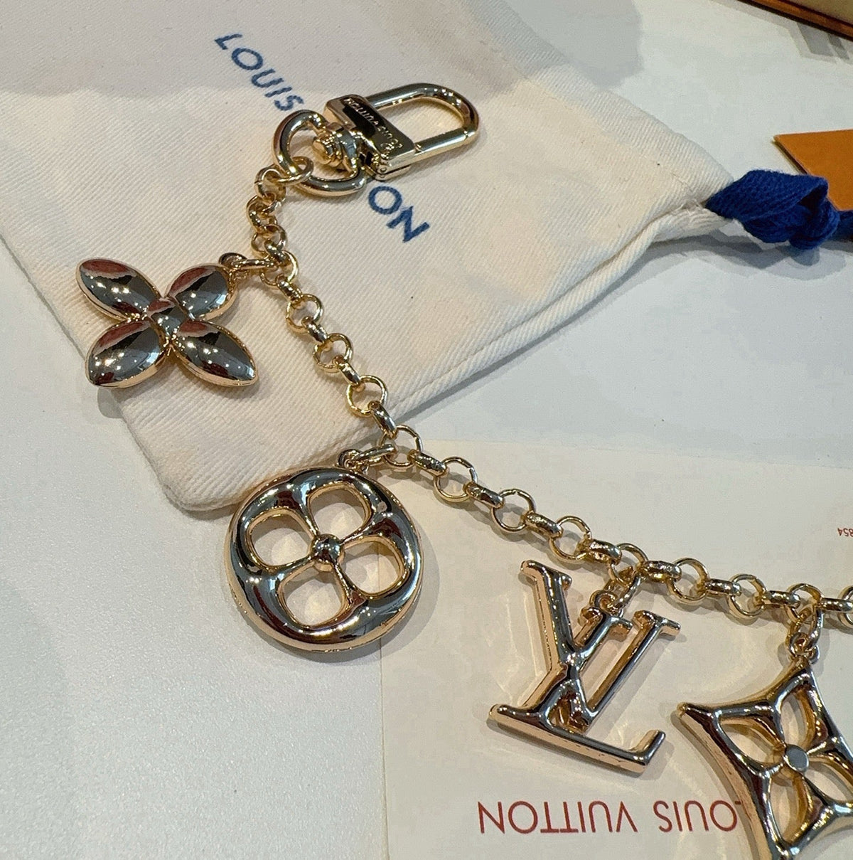 LOUIS VUITTON M01188 Canvas Flower Bag Charm Keychain