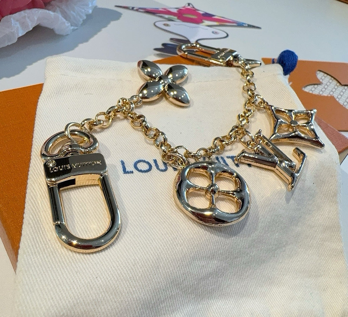 LOUIS VUITTON M01188 Canvas Flower Bag Charm Keychain